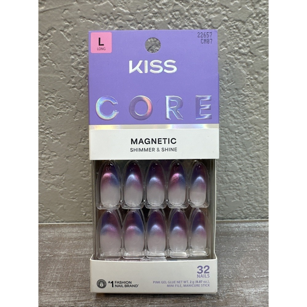 $8 🌙 Kiss CORE Magnetic Shimmer And Shine Long Length Nails New 22657